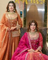 Ensemble Salwar Style Traditionnel Indien pour Femme, Chemise Décontractée, Dupatta en Fausse Fourrure Multicolore, Spécial Réception de Fête d'Hiver
