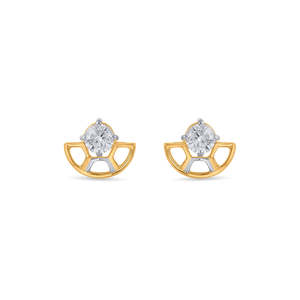 ต่างหูมุกครึ่งวงกลมสีทองสำหรับผู้หญิงเครื่องประดับทรงเรขาคณิตโลหะผสมทองเหลืองสไตล์วินเทจ - Product Image 3