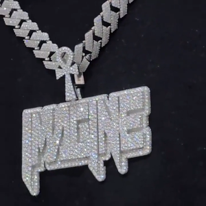 จี้เพชรโมอิสซาไนต์แบบ Iced Out สั่งทำตัวอักษรย่อได้ ดีไซน์หรูหราสไตล์ฮิปฮอป เงินแท้ 925 สำหรับทั้งชายและหญิง - Product Image 6