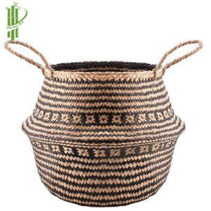 Cesta de Almacenamiento Redonda Multifuncional Ecológica al por Mayor, Cesta de Mimbre con Tapa de Ratán para el Hogar, Lavandería, Maceta - Product Image 5