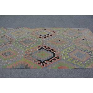 พรมตุรกีโบราณขนาด5.3x10.9ฟุตผ้าวูลถักปอกระเจาสีเขียวน้ำเงิน - Product Image 3