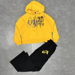 ชุดวอร์มวินเทจสไตล์เรโทร ลุคย้อนยุค ทรงขาบาน ลวดลายฟอกสี ทรงโอเวอร์ไซส์ สำหรับผู้ชาย ผ้าฝ้าย 100% พิมพ์ลาย DTG ลายแตก ลายซีด ลายเรียบ - Product Image 1