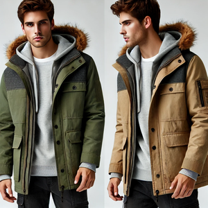 Haute qualité hommes hiver Parka épais chaud réversible coupe-vent vêtements d'extérieur décontractés imperméable fourrure capuche respirant veste moyenne - Product Image 2