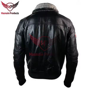Premium hommes en cuir véritable hiver Bomber veste 100% peau de mouton fourrure mouche veste en cuir pour hommes haute qualité élégant vêtements d'extérieur - Product Image 5