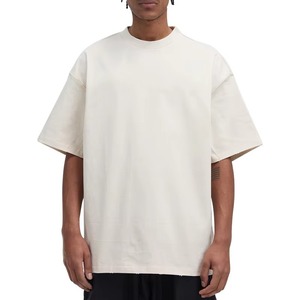 2025 camiseta de gran tamaño personalizada de algodón 100% para hombre con estampado de logotipo de talla grande y alto holgado estampado de patrón sólido - Product Image 5