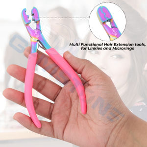 Professional Durable Reusable Hair <b>Extension</b> Pliers 4mm / 6mm Mouth Size Rainbow Stainless Steel Micro Ring <b>Bead</b> Tool - Product Image 3