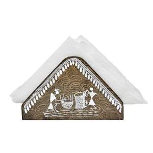 Porte-serviettes en céramique blanche avec imprimé cactus, élégant accessoire de table pour la salle à manger et les utilisations décoratives, en provenance d'Inde - Product Image 3