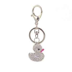 Llavero de <span class=keywords><strong>patito</strong></span> con diamantes de imitación, colgante de aleación para bolso con mosquetón giratorio para identificador de pañalera - Product Image 5
