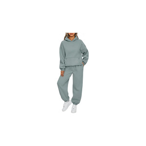 Flygo-Conjunto de Sudadera y Pantalones Cortos de 2 Piezas para Mujer, Chándal de Lana, de Invierno - Product Image 2