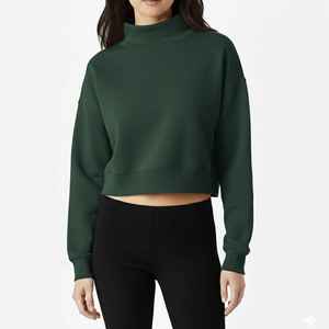 Sudadera de Mujer para Otoño e Invierno, de Color Sólido, Tejido Regular, Estilo Casual, Corte Cuadrado, Cuello Alto Simulado, Larga por Delante, de la Hermandad Sigma Delta Alpha - Product Image 3