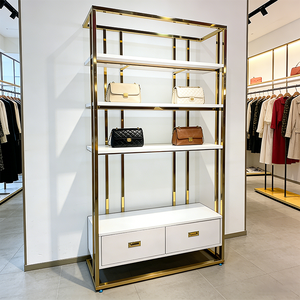 Exhibidor de Ropa de Acero Inoxidable con Acabado Dorado PVD de Lujo Yuntai, Exhibidor Resistente <span class=keywords><strong>para</strong></span> Bolsos y <span class=keywords><strong>Zapatos</strong></span> <span class=keywords><strong>para</strong></span> Tiendas Minoristas - Product Image 4