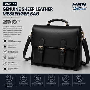 Sac messager en cuir d'agneau véritable, vintage, de luxe, de haute qualité, grande capacité, avec boucle logo, sac à bandoulière, porte-documents - Product Image 3