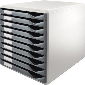 Leitz 10-<b>Drawer</b> Organizer Box DIN A4 Extra-Wide Light Grey Housing Dark Grey <b>Drawers</b> - Product Image 1