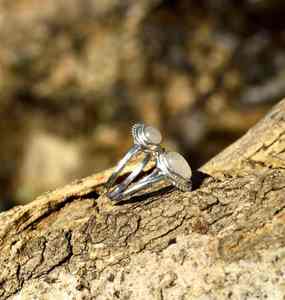 Bague en pierre de lune flashy en argent sterling 925 faite à la main, conception unique, pierre précieuse blanche naturelle - Product Image 5