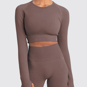 Trajes de Yoga de 2 piezas para mujer, ropa activa, conjunto de Yoga para Fitness, conjunto de ropa de gimnasio de manga larga para entrenamiento para mujer - Product Image 6