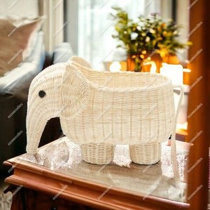 Elephant-Shaped <b>Wicker</b> Storage <b>Basket</b> Multipurpose Laundry <b>Hamper</b> and Toy Box for Kids Cute Animal <b>Basket</b> for Nursery - Product Image 3