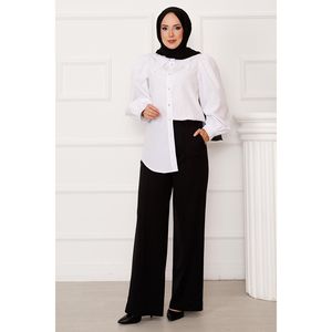 Women's Casual Wide Leg Pants with High-Waisted Design Anti-Wrinkle and Breathable Black Color n imal Cep - Product Image 1