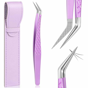 Pinces à extensions de cils professionnelles anti-magnétiques en acier inoxydable, pointe fine et lisse, poignée confortable, prise en main précise - Product Image 6