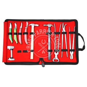 Top Horse Farrier Tool Kit with Hoof Cutter Buffer, Loop Knife with Hook Wooden Handle, Driving Hammer, Nail <b>Puller</b> Clincher - Product Image 6