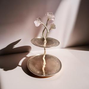 แท่นวางอลูมิเนียมทรงกลม2ชั้นแบบอเนกประสงค์สำหรับวางเทียนที่ทำจากโลหะโคมไฟขวดโหลใส่เทียน - Product Image 2