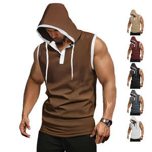 Camiseta deportiva sin mangas con capucha para hombre, camiseta de entrenamiento para gimnasio, camiseta transpirable de secado rápido para Fitness Atlético - Product Image 1