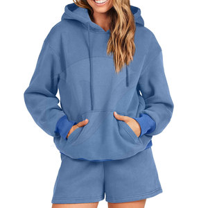Conjunto de sudaderas y pantalones cortos de algodón informales para mujer más vendidos Nuevo diseño elegante para el invierno al por mayor - Product Image 4