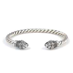 Bracelet tennis torsadé unisexe tête de lion 25,96g 6,1cm de diamètre Tendance - Product Image 1