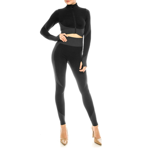 Top corto de manga larga transpirable y cómodo, ropa de gimnasio, ropa activa, conjuntos transpirables de talla grande para mujer de Pakistán - Product Image 1