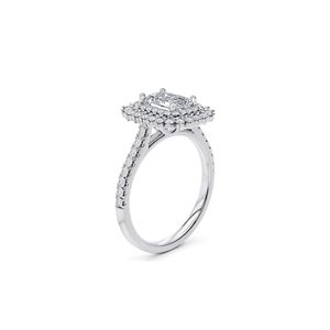 <b>Emerald</b> Cut Double Halo Engagement <b>Ring</b> For Women - Product Image 3