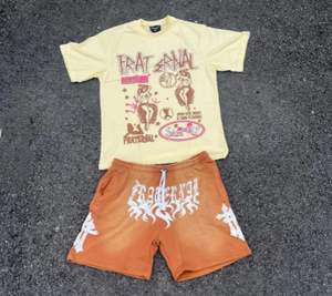 Alta calidad logotipo personalizado lavado ácido Jogger deportes dos piezas más tamaño pantalones cortos conjuntos camisa y conjunto corto conjuntos unisex - Product Image 6