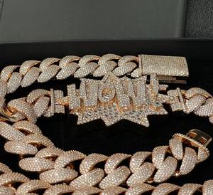 Collar de Cadena Cubana con Incrustaciones de Moissanita en Oro Rosa, Cierre de Estrella WOW Personalizado, Plata 925, Estilo Hip Hop Miami, Fabricante de Joyería al por Mayor - Product Image 4
