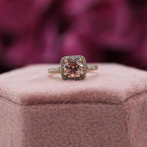 18K oro sólido corte redondo laboratorio crecido diamante Halo ajuste lujoso anillo de compromiso anillo de regalo para mujeres IGI - Product Image 1