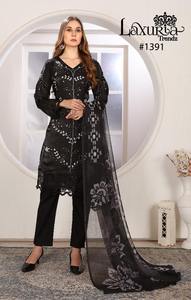 ชุดเดรสผ้าไหมซาตินปักลายดีไซน์ล่าสุดของ Fab Zone ชุดเดรสปากีสถานชนเผ่าคุณภาพสูงสำหรับงานปาร์ตี้ - Product Image 5