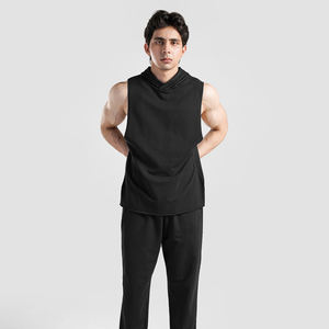 Venta al por mayor de camisetas sin mangas informales para hombre con logotipo personalizado talla de color ropa deportiva de fitness cuello cuadrado antibolitas de poliéster/algodón - Product Image 1