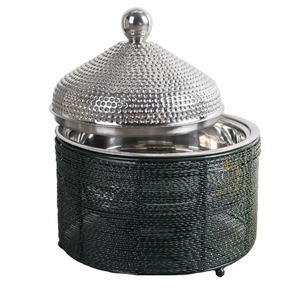 Plato redondo de aluminio plateado y madera para olla caliente de la mejor calidad para uso en el hogar y restaurante, ideal para servicio de comida y decoración de interiores - Product Image 4
