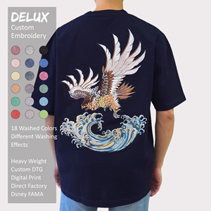 300 Gsm Heavyweight Men's Plus Size Jersey T-Shirt Custom Delux Quality Embroidery Gold Foil Print Washed Front - Product Image 1