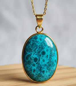 Top Grade Dainty 925 Chaîne En Argent Sterling Bohème Naturel Chrysocolle Forme Irrégulière Pendentif Guérison Cristal Cadeau De Mode - Product Image 5