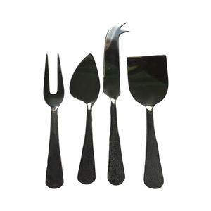 ชุดชีสสแตนเลสมีด้ามจับสีดำขัดเงาชุดโลหะแบบพกพาสำหรับงานแต่งงาน - Product Image 1