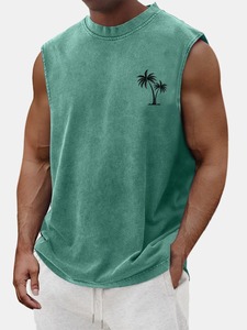 Camiseta sin Mangas Casual de Color Azul Marino de Alta Calidad, Lavado Ácido, Diseño Personalizado, Transpirable, Talla Grande, para Hombre, para Gimnasio, de Bearfit - Product Image 4