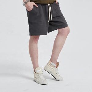 Pantalones cortos de algodón de cintura media para hombre de High Street, transpirables, antiarrugas, cintura elástica, bolsillos con cierre, sólido, ecológico, listo para OEM - Product Image 4