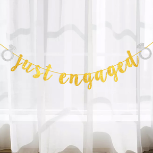 Wedding Banners Just Engaged Glitter Pull Streamers for <b>Engagement</b> Party <b>Decorations</b> - Product Image 3