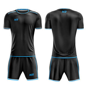 Kit de diseño de fútbol personalizado en negro, tallas para hombres y mujeres jóvenes, ropa deportiva ligera de entrenamiento de secado rápido al por mayor - Product Image 1
