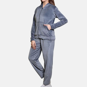 Custom Women <b>Velvet</b> <b>Tracksuit</b> Set Rhinestone Letter Logo Zip Cropped Hoodie Wide Leg Pants Streetwear Two Piece Winter - Product Image 6