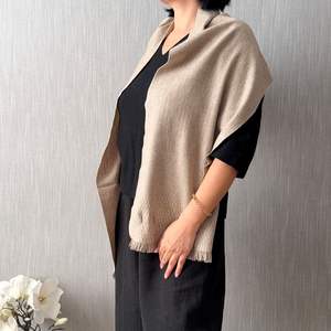 100% Bufanda de Cachemira Mongola 30x180 cm en Marrón Orgánico con Patrón Tejido con color marrón orgánico - Product Image 5