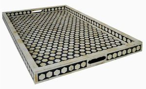 Bandeja con incrustaciones artesanales, bandeja para servir hecha a mano, incrustaciones de hueso de lujo, desayuno de Ramadán, comida, fruta, café, té, bandeja decorativa - Product Image 6