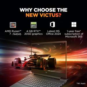 Portátil Victus AMD Ryzen 7 7445HS de Doble Núcleo, 4GB RTX 2050 GDDR6, 16GB DDR5 (Ampliable), 512GB SSD, 1600x900, 144Hz, 300 Nits, IPS, 15.6''/39.6cm - Product Image 3