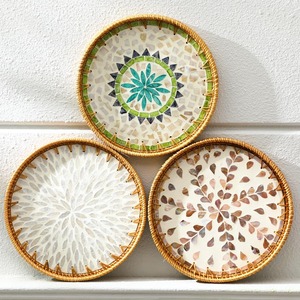 Bandeja de ratán más vendida con base de nácar, bandejas de fregona artesanales, decoración de sobremesa de cocina - Product Image 3