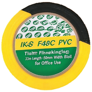 IKS F33 <b>PVC</b> Floor Marking Tape Black/Yellow 33m Length 50mm Width <b>Roll</b> for Office Use - Product Image 3