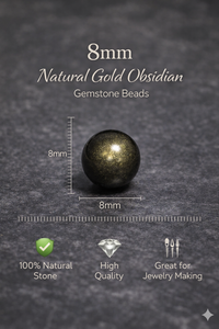 ลูกปัดธรรมชาติสีทองออบซิเดียนทรงกลม 8 มม. ขัดเงาเรียบ สำหรับทำเครื่องประดับ สร้อยคอ สร้อยข้อมือ ต่างหู - Product Image 3