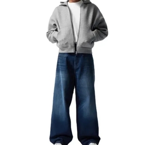 เสื้อกันหนาวมีฮู้ดสำหรับผู้ชายเครื่องแต่งกายแนวสตรีทโอเวอร์ไซส์ผ้าคอตตอน - Product Image 3